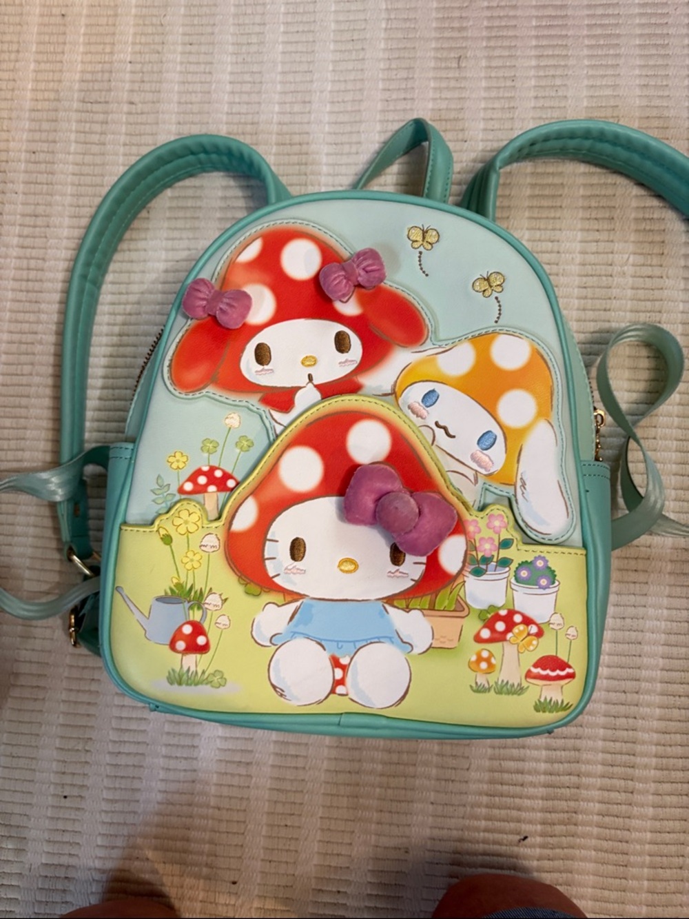 Sanrio My Melody Teal and Red Mushroom Backpack